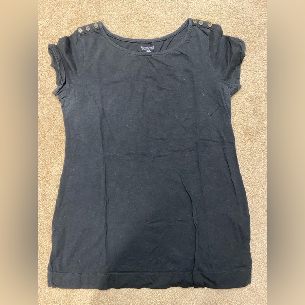 Maternity black top with buttons on shoulder